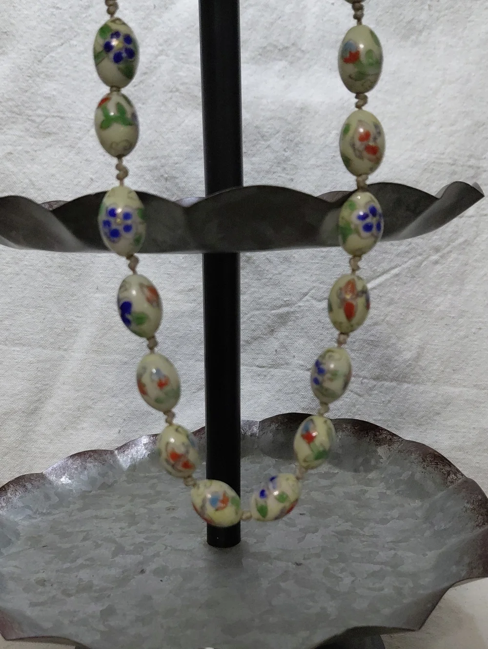 Vintage Hand-Painted Chinese Cloisonne Republican Era Necklace